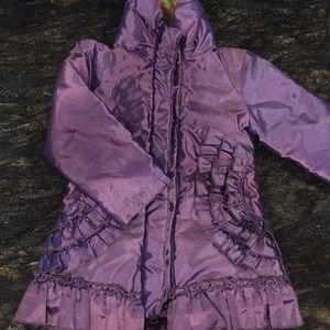 Lemon loves lime purple coat with ruffle detail